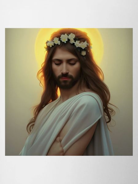 Himmlische Ruhe: Jesusfigur mit Kranz
