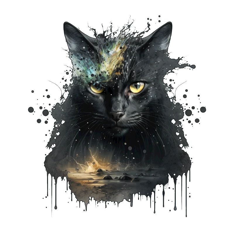 Black cat in space design