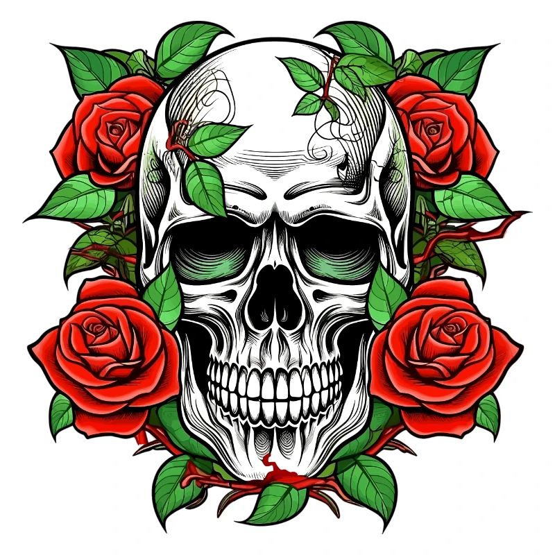 Skull and Roses Tattoo Crest