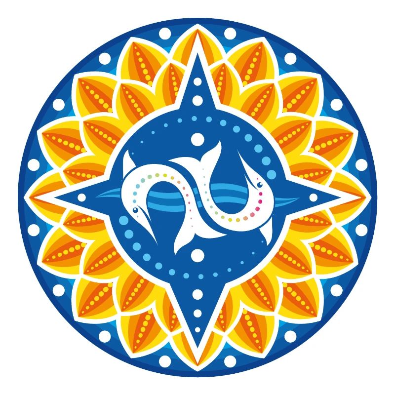 Wind rose dolphins petals waves