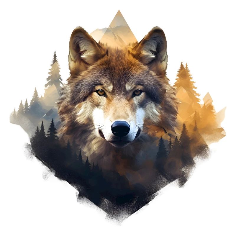 Wolf with mountains