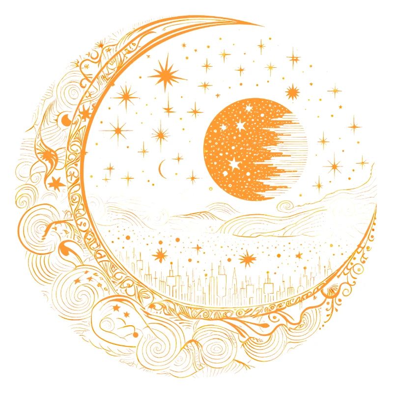Lune avec étoiles