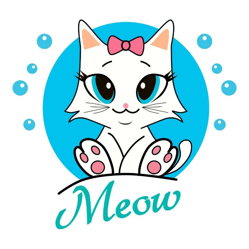 Chat mignon et ses bulles bleues