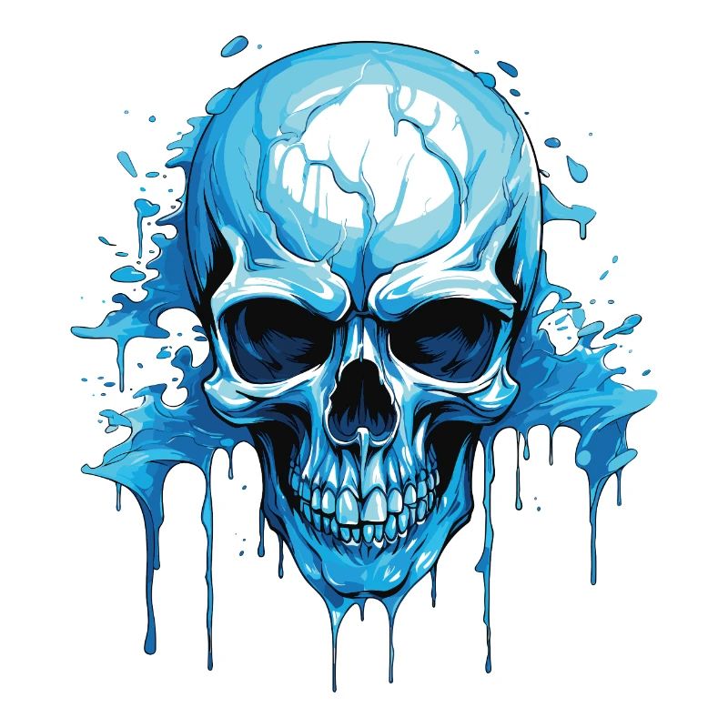 Blue Skull Ink Flow