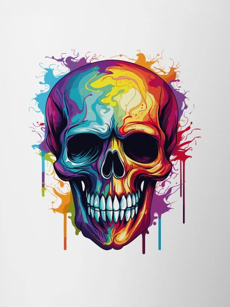 Psychedelischer Rainbow Farbschädel 