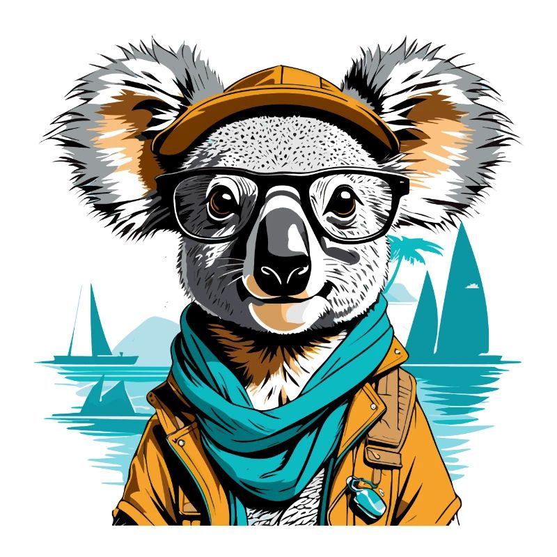 Expedition koala by the sea - illustration