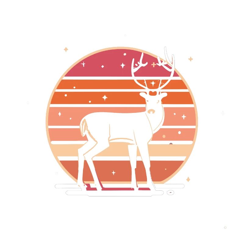 Retro Sunset Deer