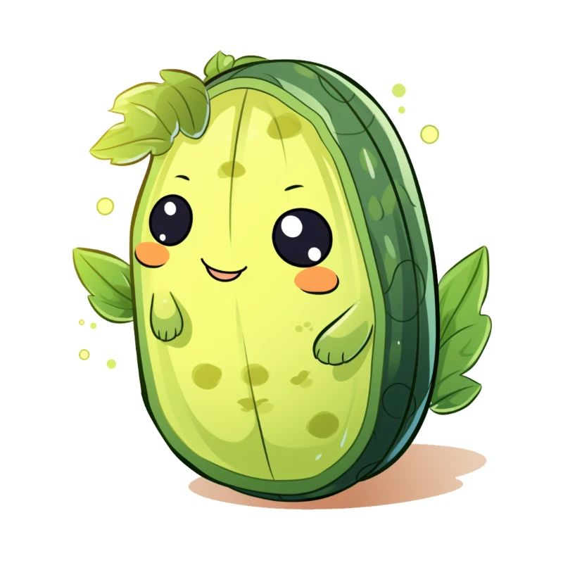 Homme concombre de cactus de Kawaii – Design mignon