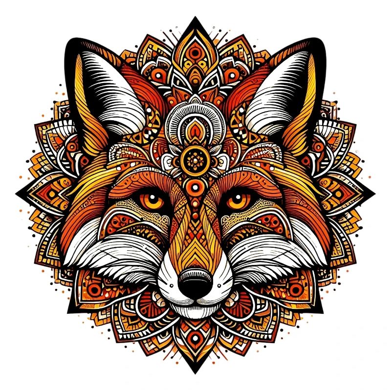 Fox decorated with Mandalas