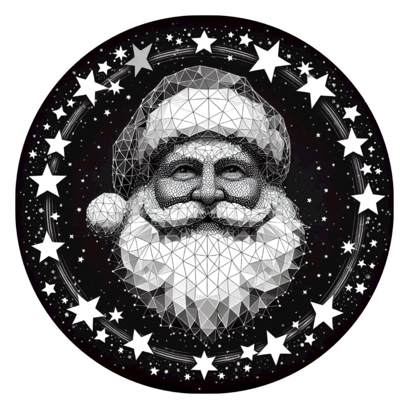 Weihnachtsmann Kopf Polygon Kranz rund grau weiß