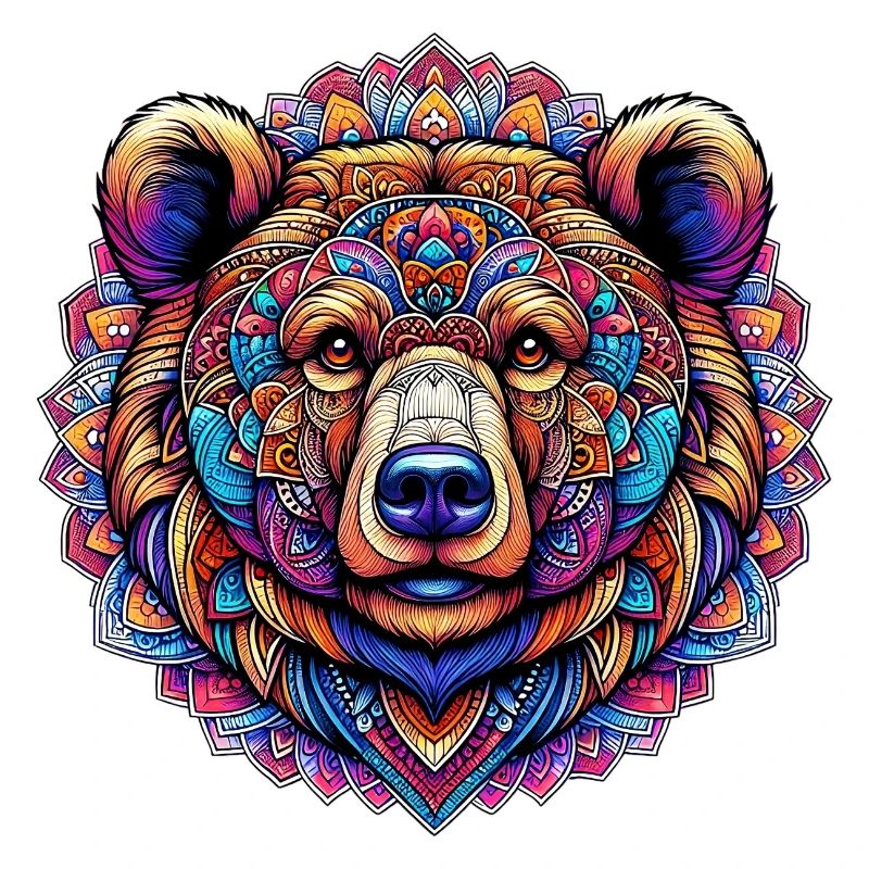 Ours décoré de Mandalas