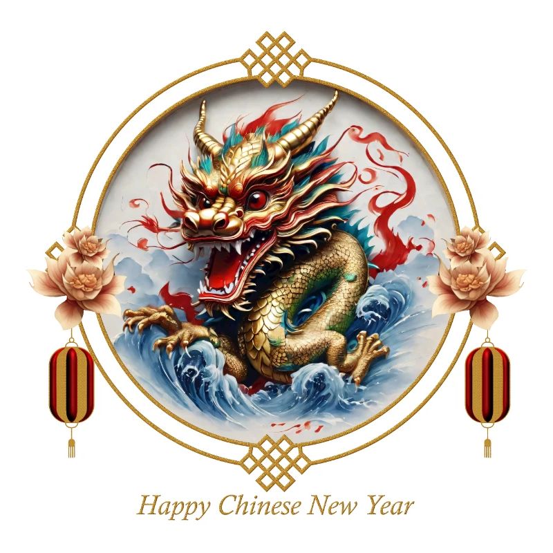 Dragon rouge doré chinois. Bonne Année