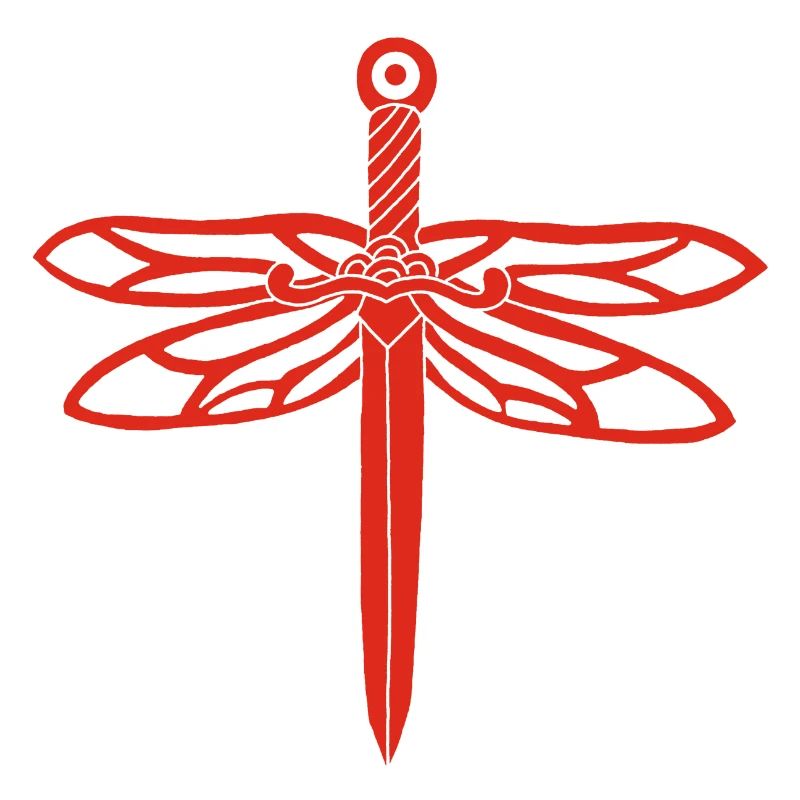 épée rouge et ailes de libellule