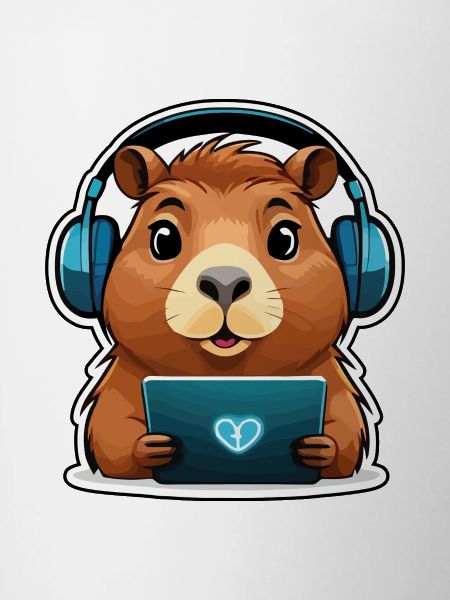 Capybara with computer