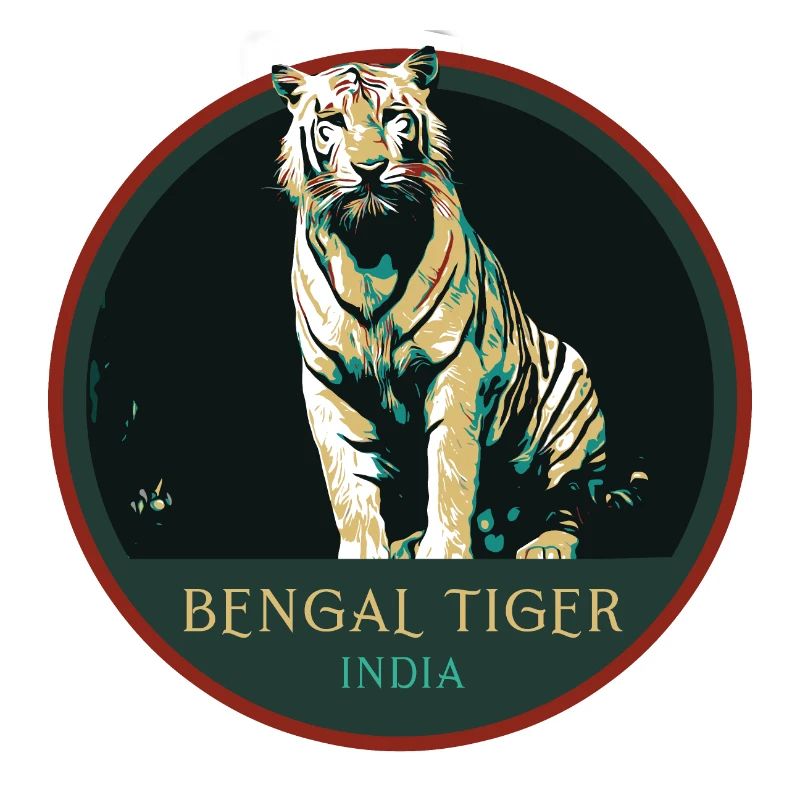 Écusson Portrait Tigre Bengale : Faune Indienne