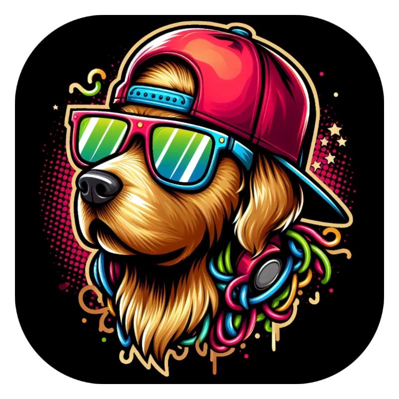 Cool graphic dog with cappy and sunglasses