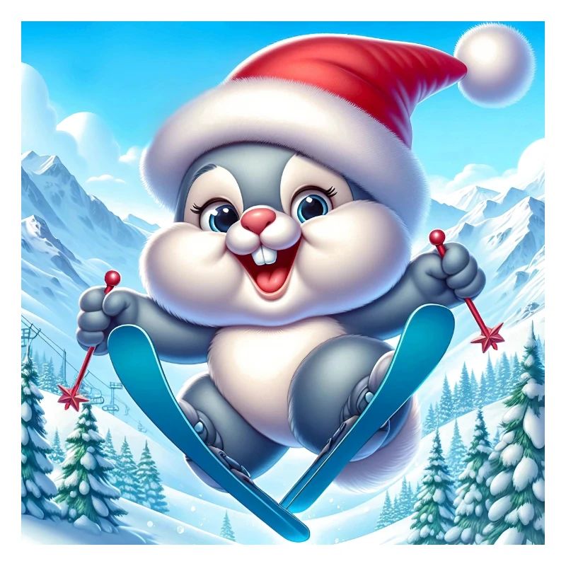 Lapin Saut Ski Noël