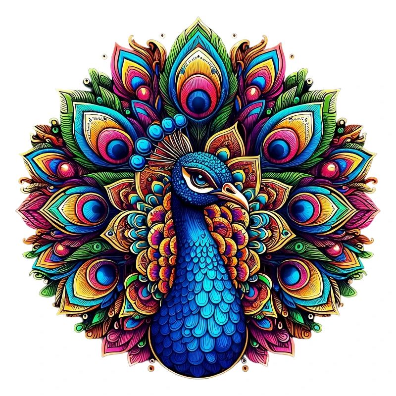 Paon décoré de Mandalas
