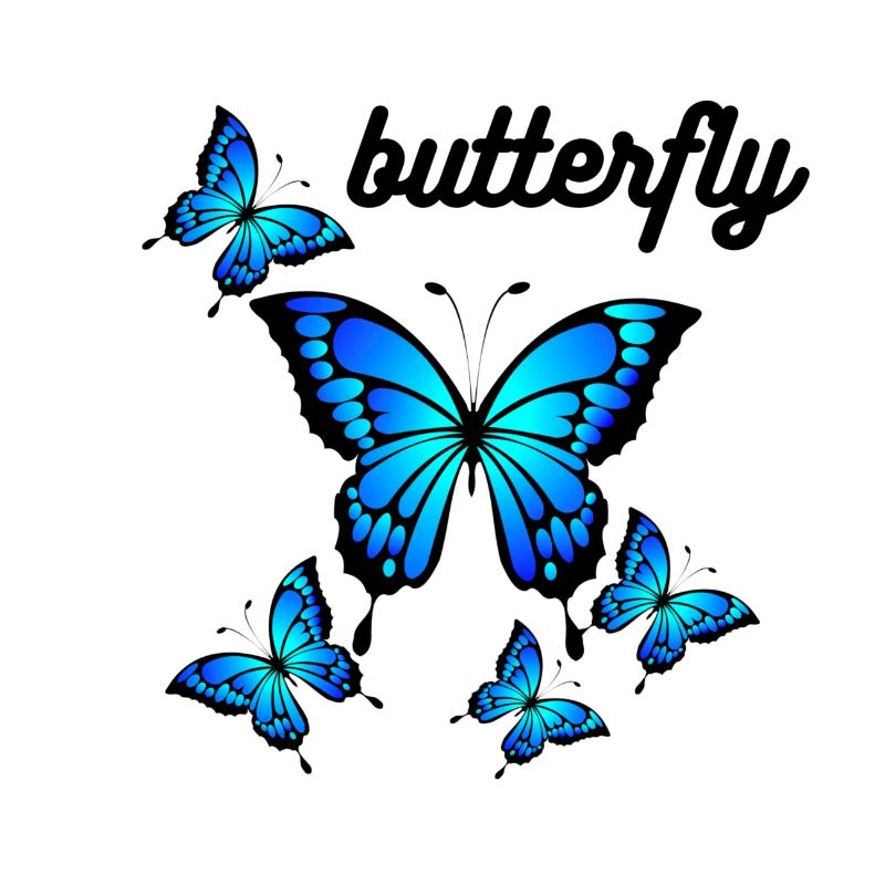 Blue Butterflies on Midnight Black