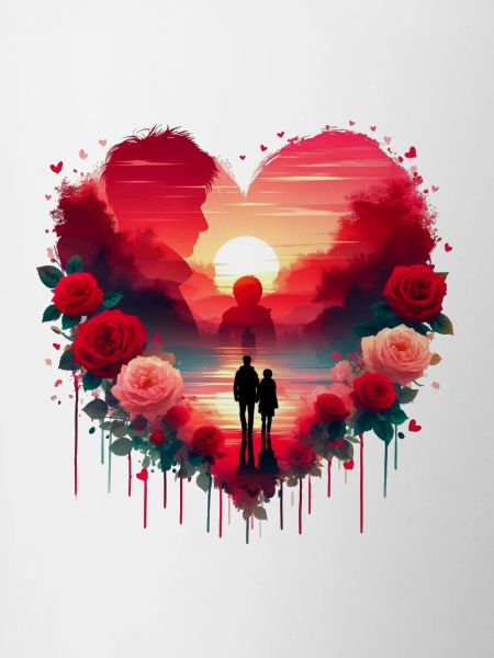 Romantic Sunset Heart Scene