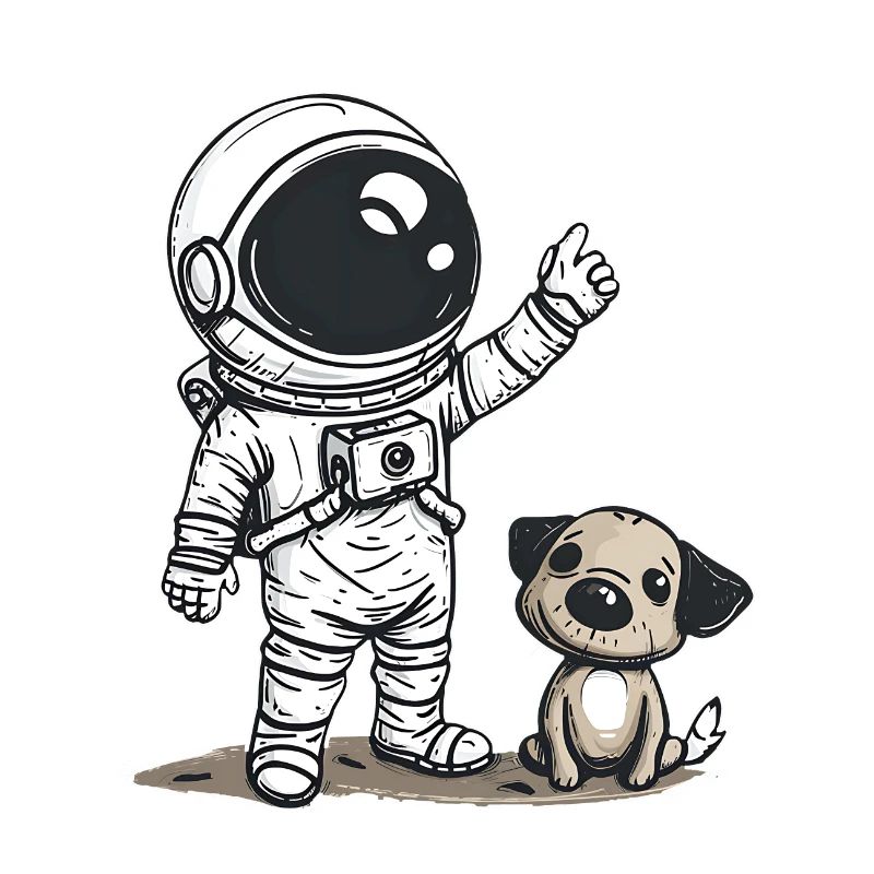 Mignon astronaute et chien dessin animé Design | Espace