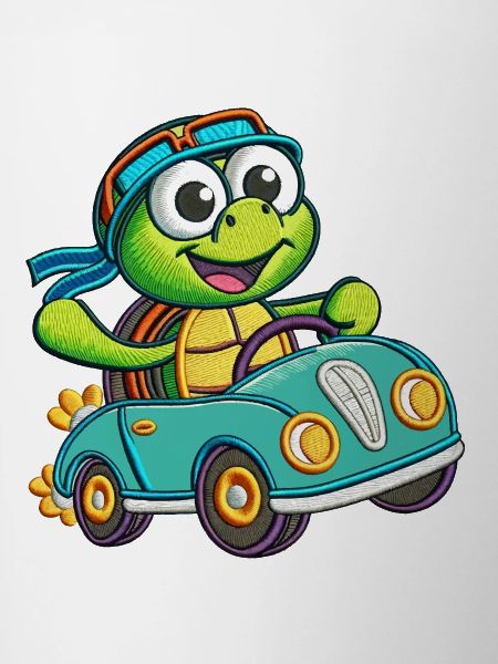 Adventurous Turtle Driving Car