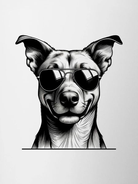 Dog with sunglasses line art