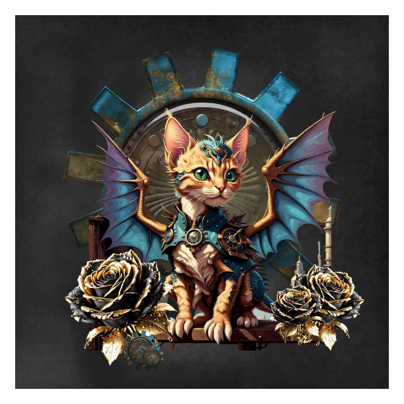 Wunderbare Fantasy-Steampunk-Katze.