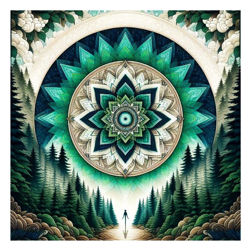 Mandala de la forêt Aurore Sarcelle verte