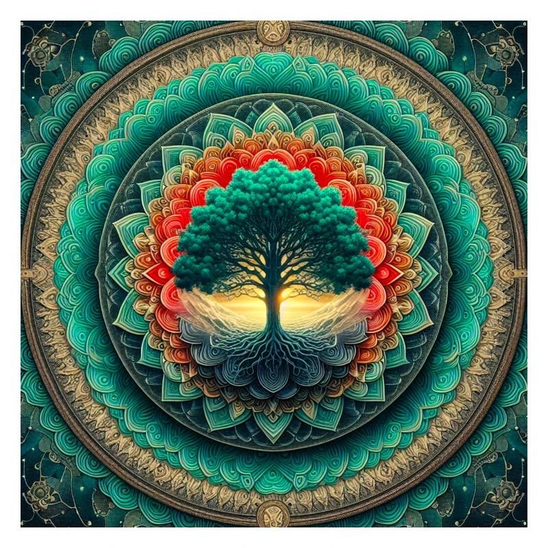 Arbre dans le mandala de lumière