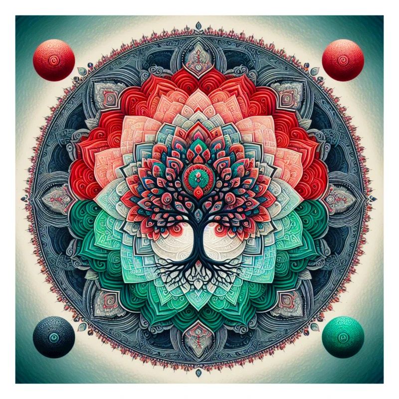 Arbre mandala en nuances vives