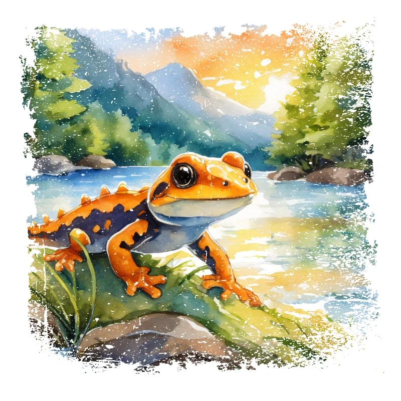 Cute young fire salamander