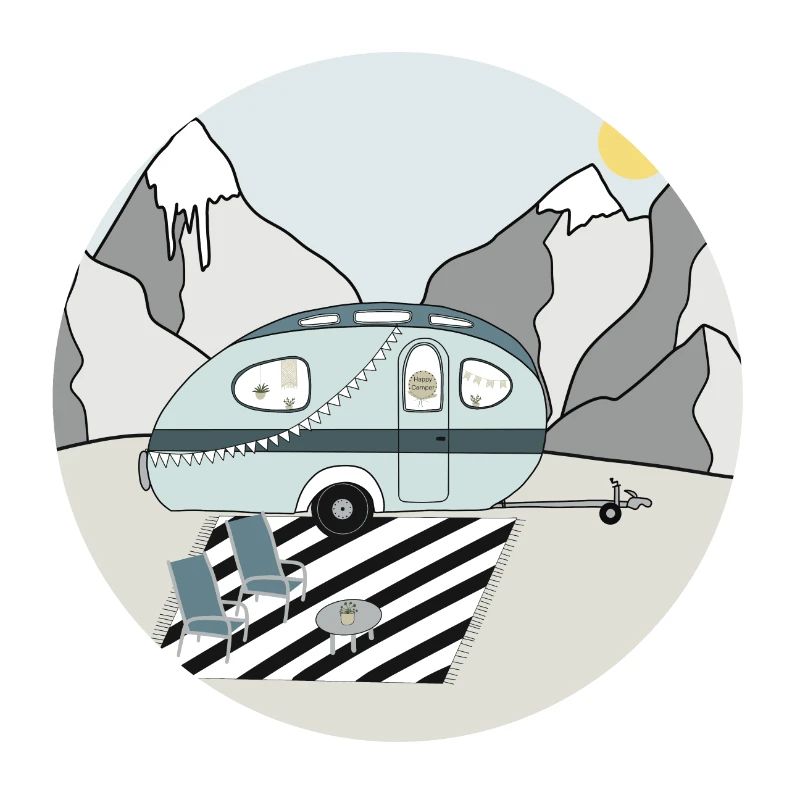 Camping in den Bergen mit Wohnwagen