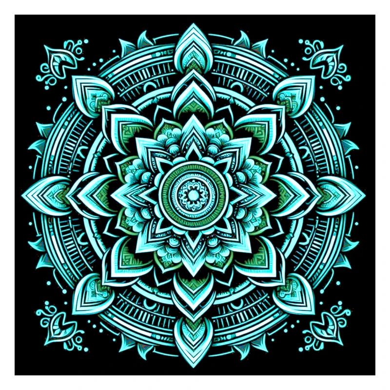 Turquoise neon mandala
