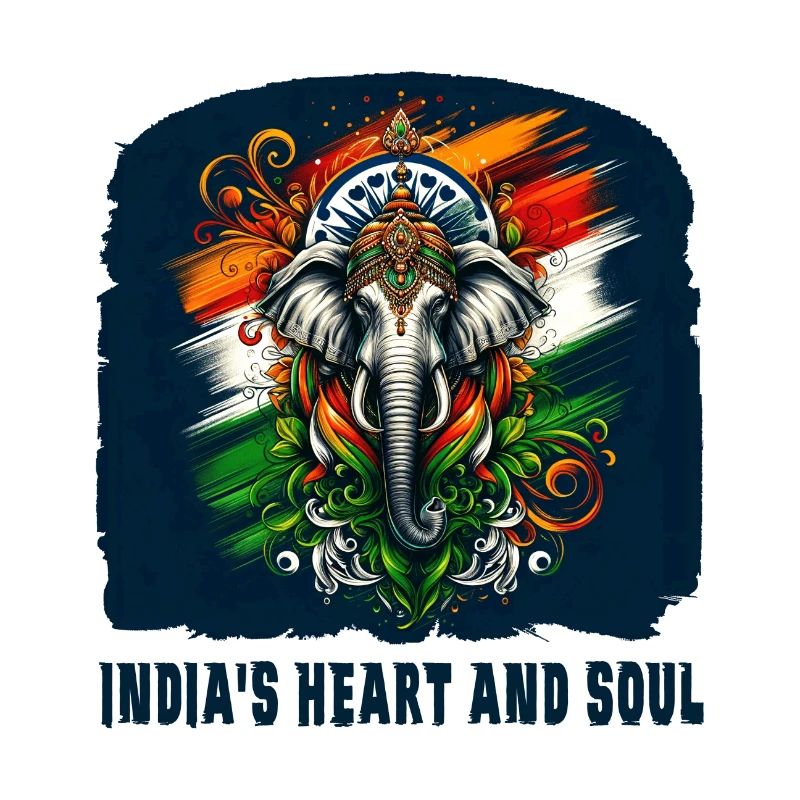 Éléphant indien avec drapeau national