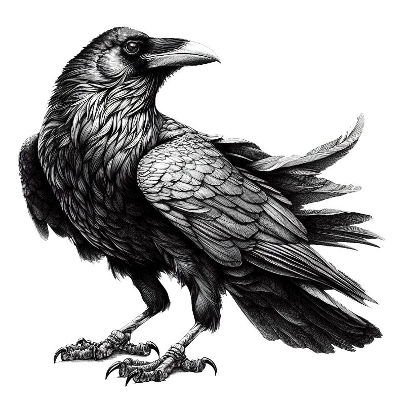 Schwarzweiß Raben Illustration