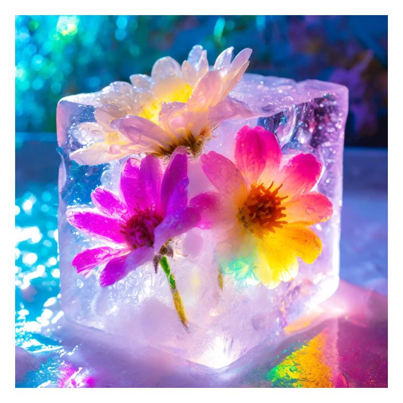 Fleurs dans la glace