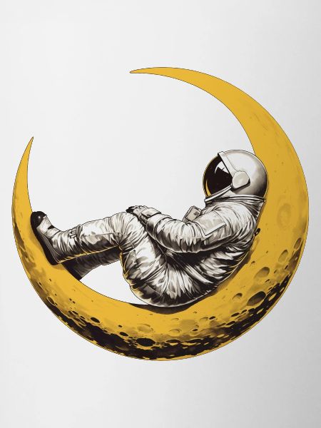 An astronaut on a crescent Moon