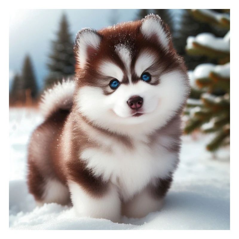 Chiot husky sibérien dans la neige