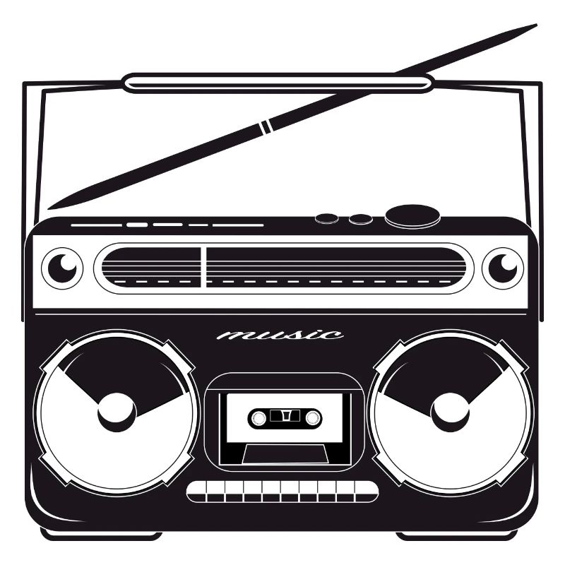 Cassette recorder in 80s stencil look