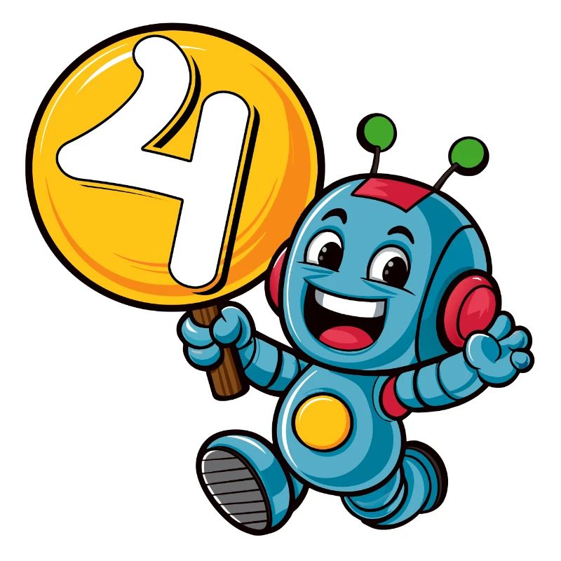 Finally 4 Years Four Fourth Birthday Robot