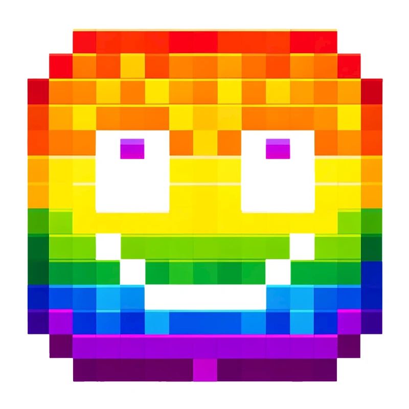 Verpixeltes Regenbogen-Lächeln-Gesicht