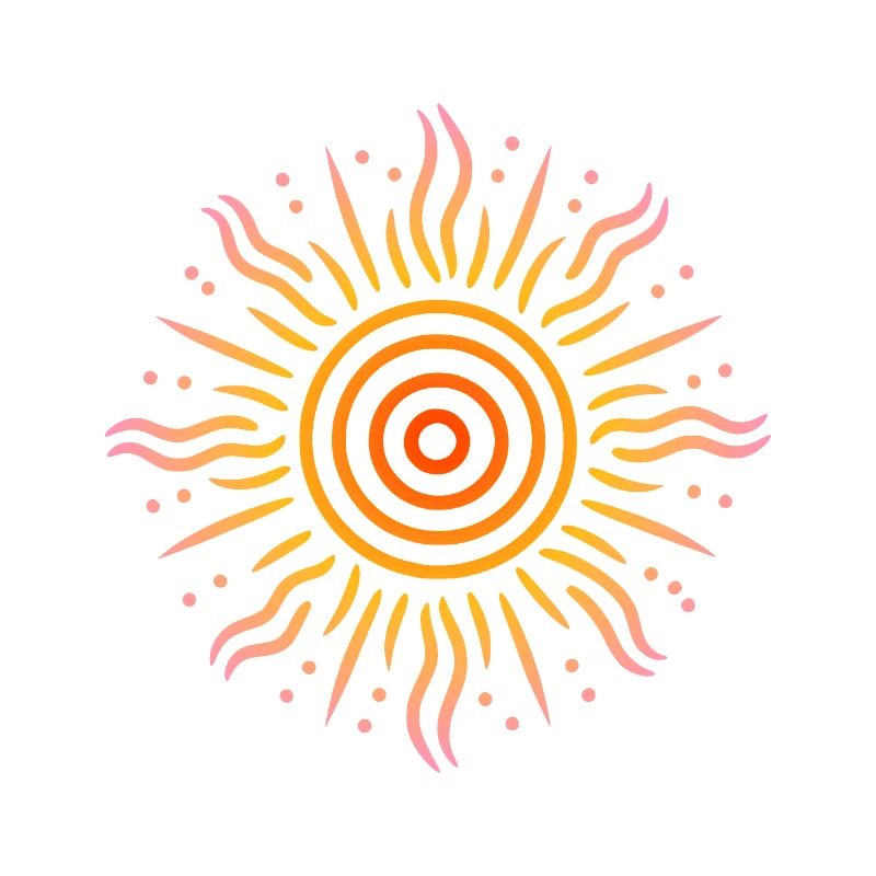 Sun Tribal Patterns Yellow Red Pink