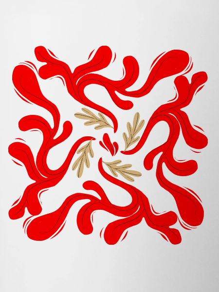 Red Floral Vines Pattern