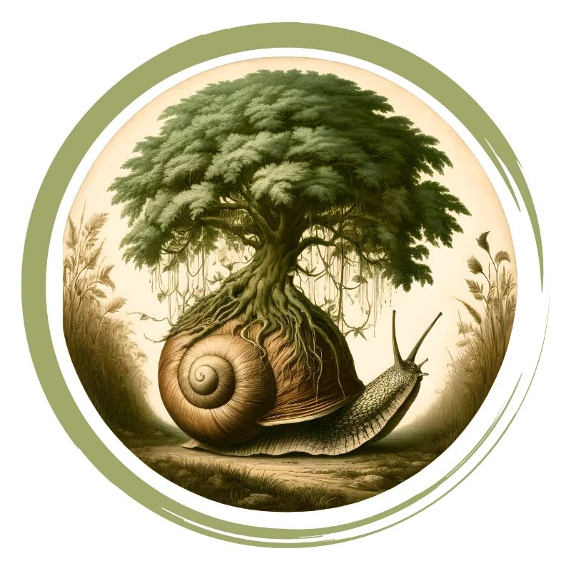 Snail with a bonsai on the snail shell
