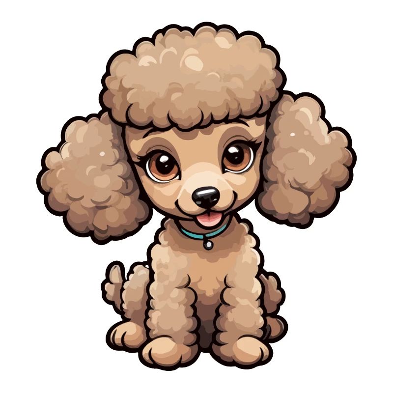 Caniche mignon en beige