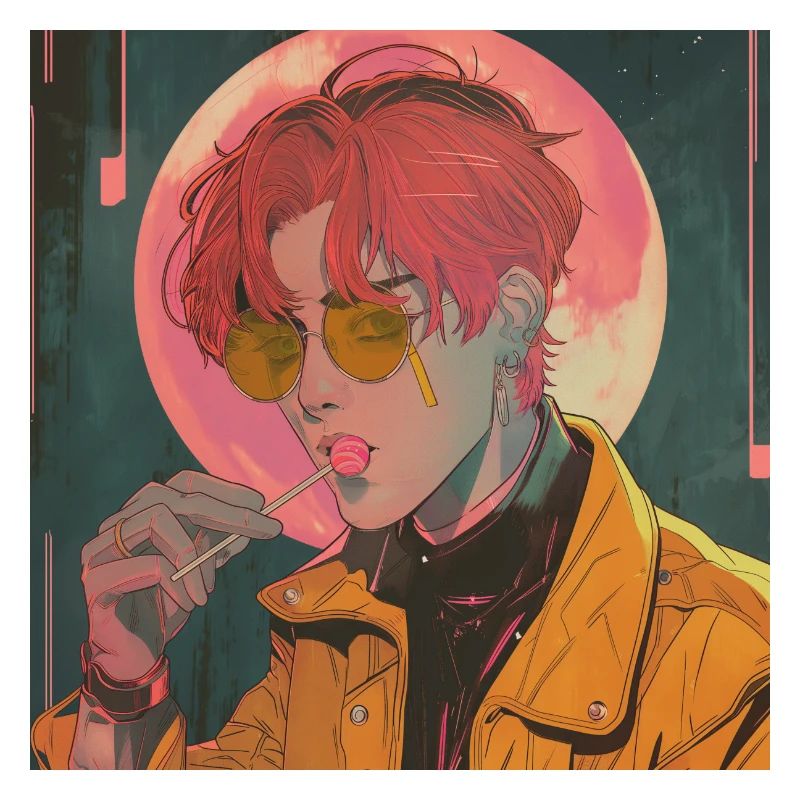 Années 80 Anime Guy Calmant Impression de mode de haute qualité