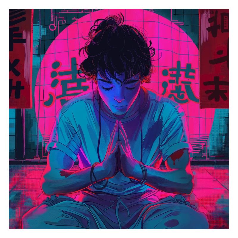 Années 80 Anime Guy Calmant Impression de mode de haute qualité