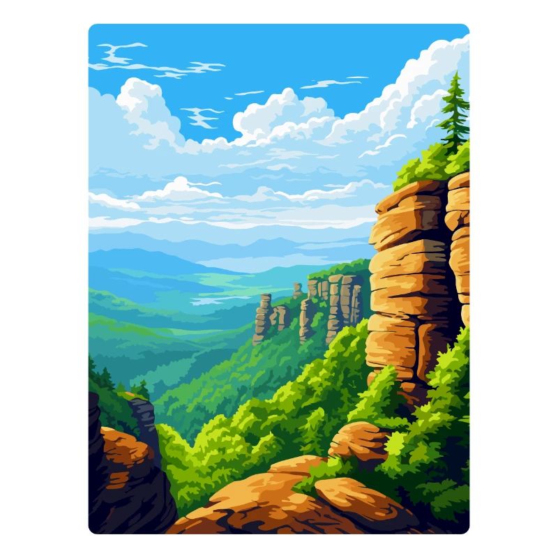 Montagne de grès de l’Elbe Allemagne Affiche de voyage WPA