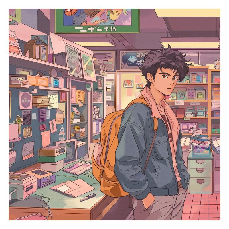 Années 80 Anime Guy Calmant Impression de mode de haute qualité